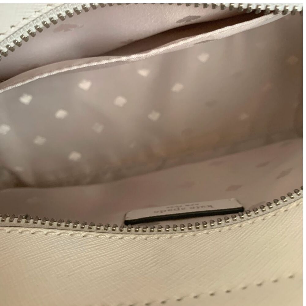 Kate Spade White Logo Leather Satchel / Crossbody Medium Silver-tone Hardware - Picture 7 of 11